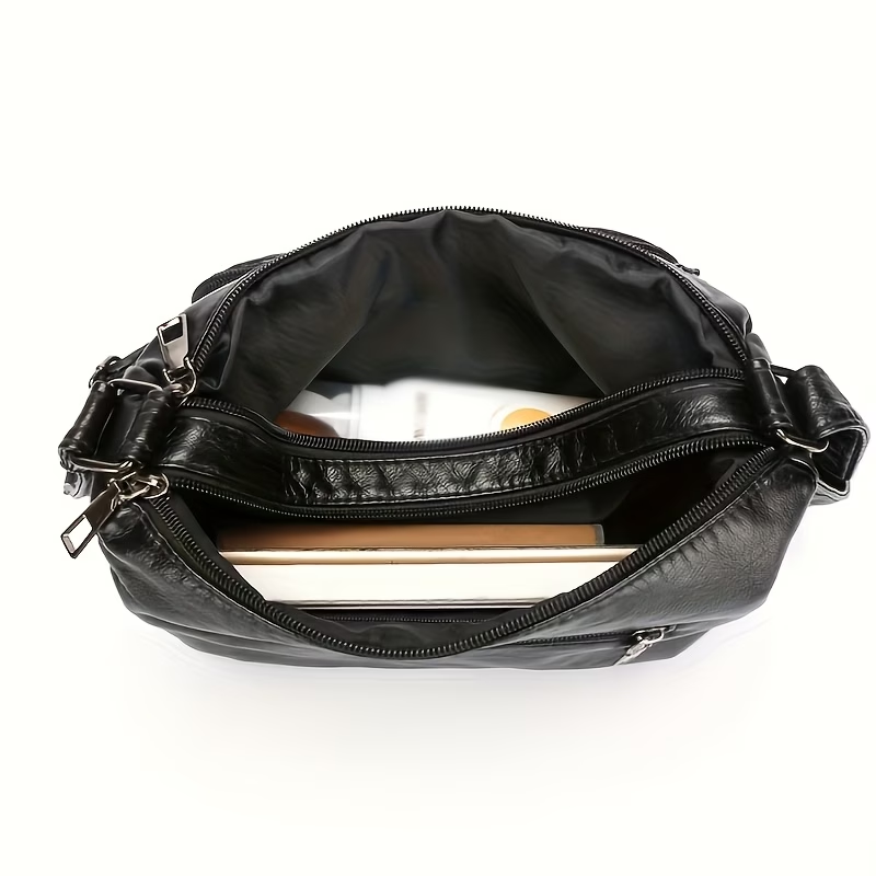 Multi-Pocket Hot Selling Vintage Crossbody Bag - Adjustable Shoulder Strap & Multi-Pocket Design, Large Capacity Heart Decoration Casual Monochrome Tote, Fashionable Trendy Choice, Suitable for Daily Use
