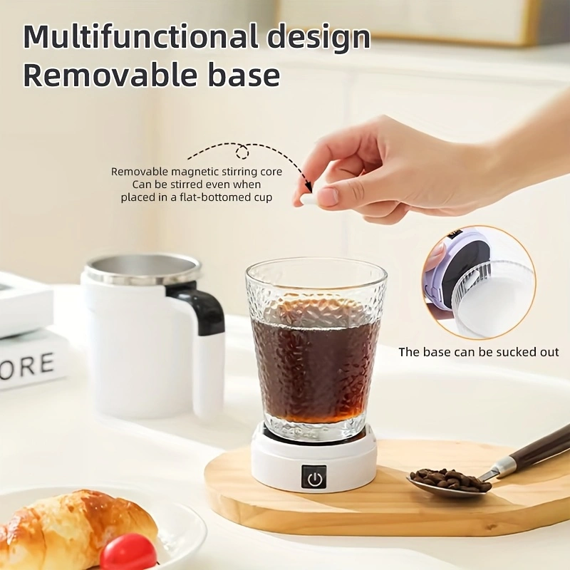 New fully automatic blender cup with temperature display, stainless steel straw, capable of blending shakes, coffee, and milk powder, detachable base, Type-C charging port, and a battery life of 60 minutes