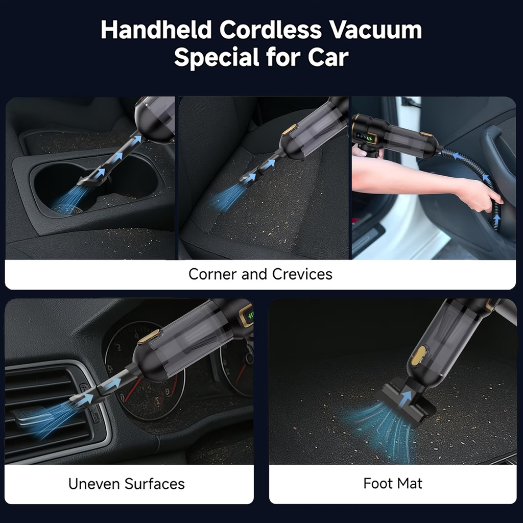2026 NEW 20000Pa Powerful Handheld Vacuum Cleaner Battery, 4in 1 Lightweight Vacuum Blower & Vacuum Cleaner, LED Display, USB Rechargeable Mini Vacuum Cleaner for Car, Home & Pet Hair Cleaning, Equipped with Cleaning Hoses