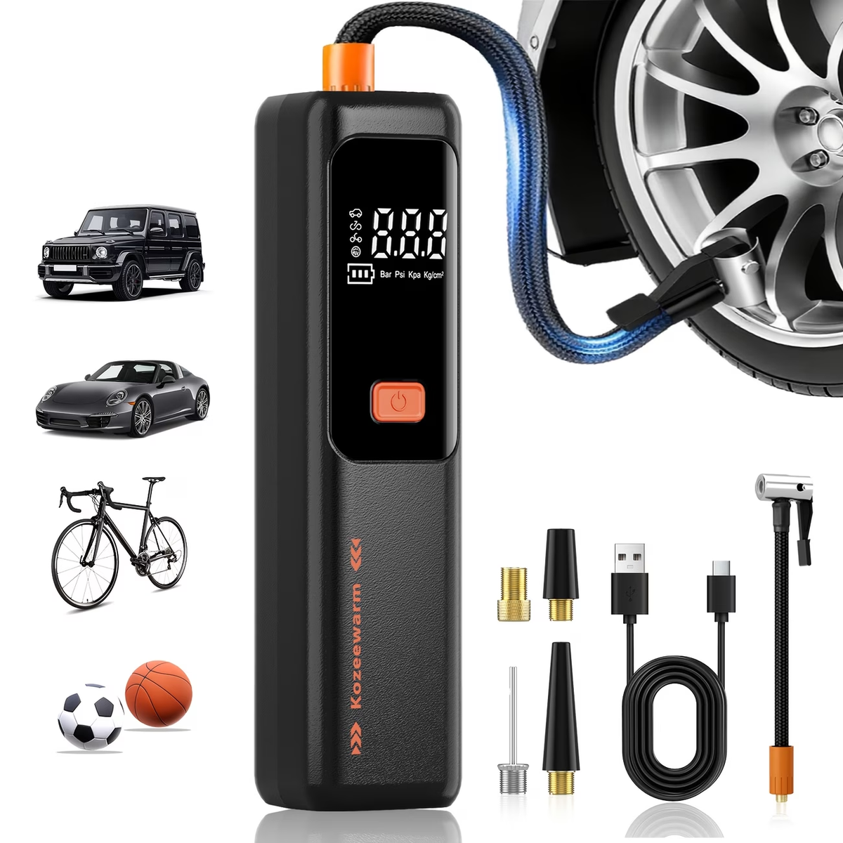 Super Special!!! [Cordless Tire Inflator Portable] - Cordless Air Compressor with Digital Gauge, USB Rechargeable, 3X Fast Inflation for SUV, Cars, Bikes, Motorcycles & Sports Equipment And Ball, Air Pump for Car Tires, Portable Tire Inflator
