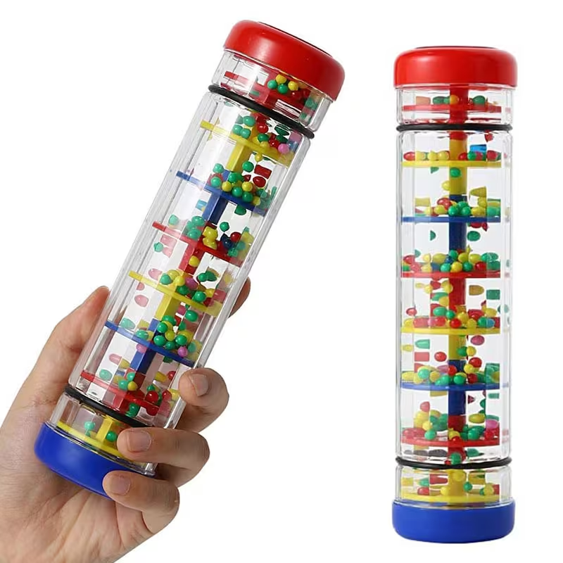 Colorful Rainmaker Musical Toy for Youngsters - Translucent Shaker with Vibrant Beads, Educational Sensory Instrument, Enhances Coordination & Color Recognition, Easy-to-Play, Durable ABS Material