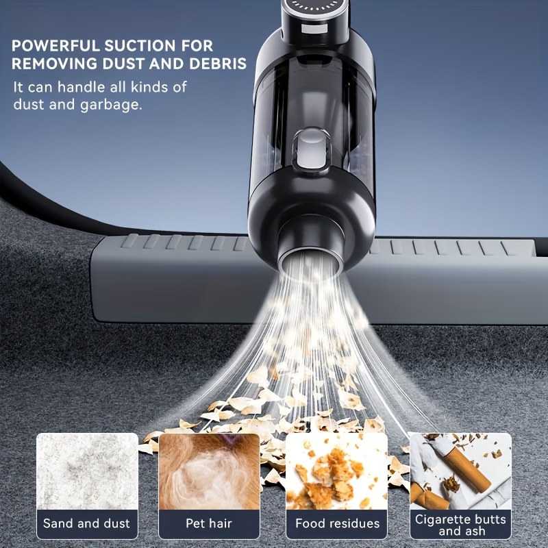 Car Vacuum Cleaner with Super Powerful Suction, Rechargeable Handheld Large Power Cordless Vacuum Suitable for Home and Auto Use