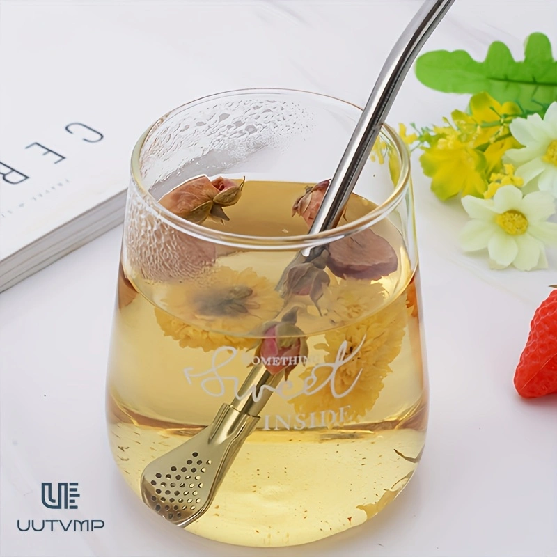 3PCS  Ice drink strainer, straw, and spoon, made of thickened 304 stainless steel, not for single use, reusable, 18cm long, detachable for cleaning, multifunctional, smooth and comfortable to use.