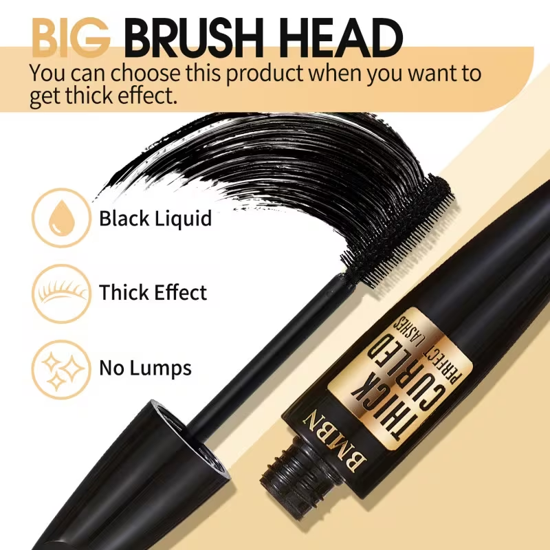 4D Waterproof Mascara for Volume, Provides Long-Lasting Curl And Length to Lashes, Deep Black Color, No Clumps for Striking Eyes