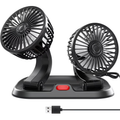 USB Fan for Cars with Dual Heads, 360° Adjustable - Ideal for Computers And Gadgets, Features 2 Speed Settings, Works with Trucks And Suvs - Compatible with Laptops