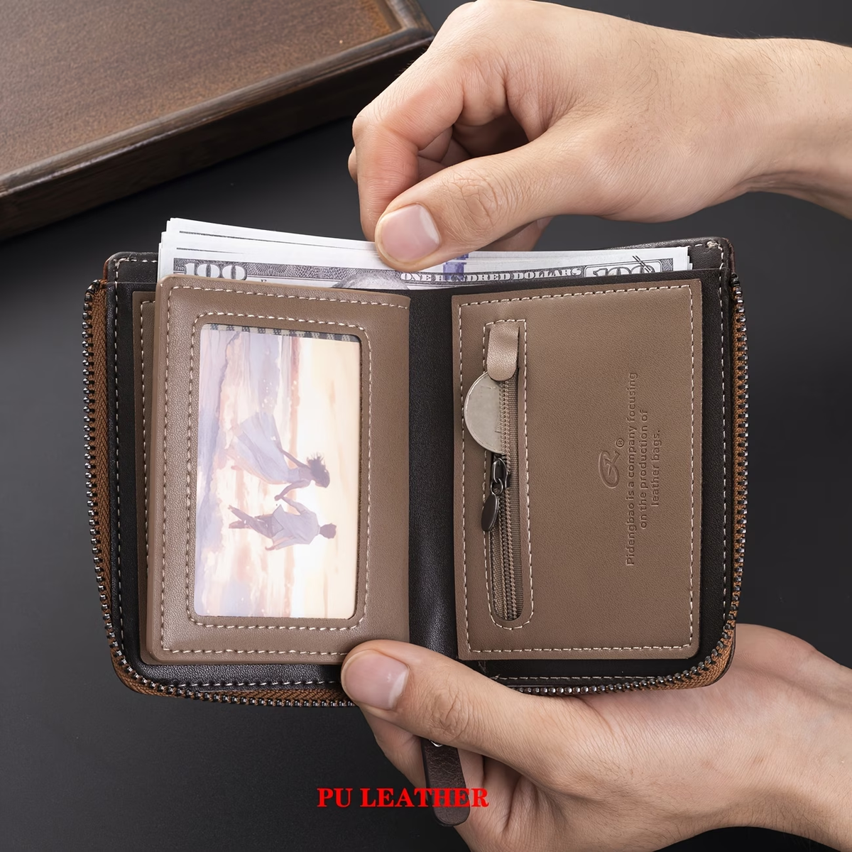 1 Vintage Men'S Faux Leather Wallet | Multifunctional Fashion with Color Block Details, Ideal Gift from CarrKen