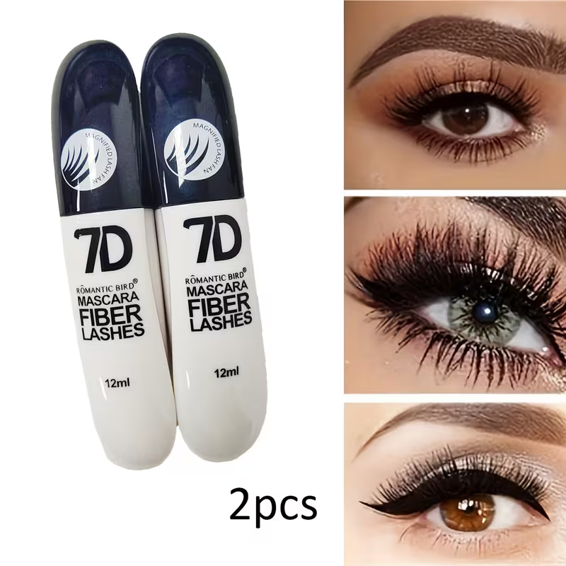 Two-Piece Set, 7D Mascara in Black And White Tubes, Waterproof Thick Long Curling Mascara, Sweat-Proof Long-Lasting Shape, Smudge-Proof Extremely Lash Base Mascara, for Valentine'S Day