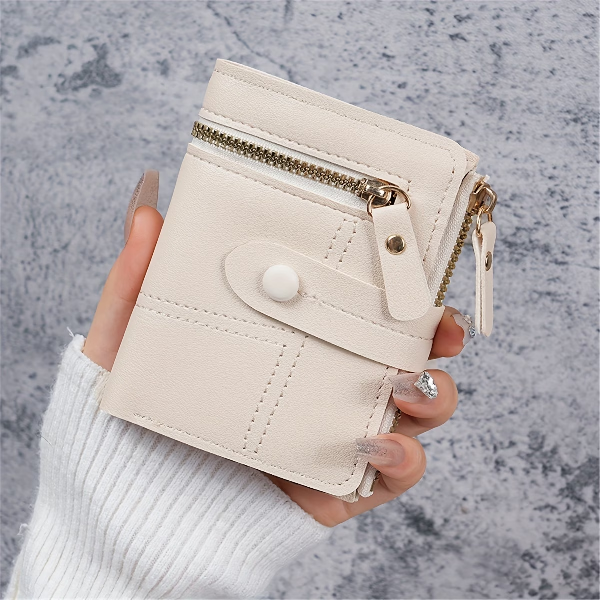 New Women'S Short Double Zipper Coin Purse Bank Card Credit Card Storage Bag Multi-Card Slot Wallet with Zipper Closure