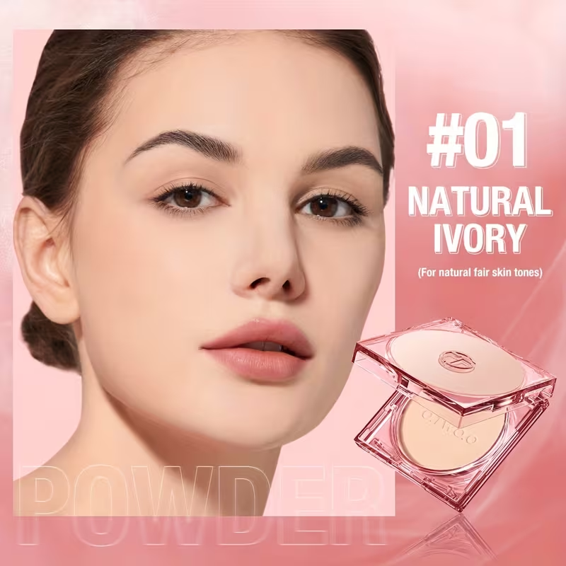O.TWO.O 3D Soft Focus Face Powder Waterproof Long Lasting Oil Control 24H Natural Skin Tones Anti-Transfer, Non-Absorbent for All Skin Types & Tones, Includes Puff Makeup Powder Foundation Daily Essential Otwoo Makeup for Women