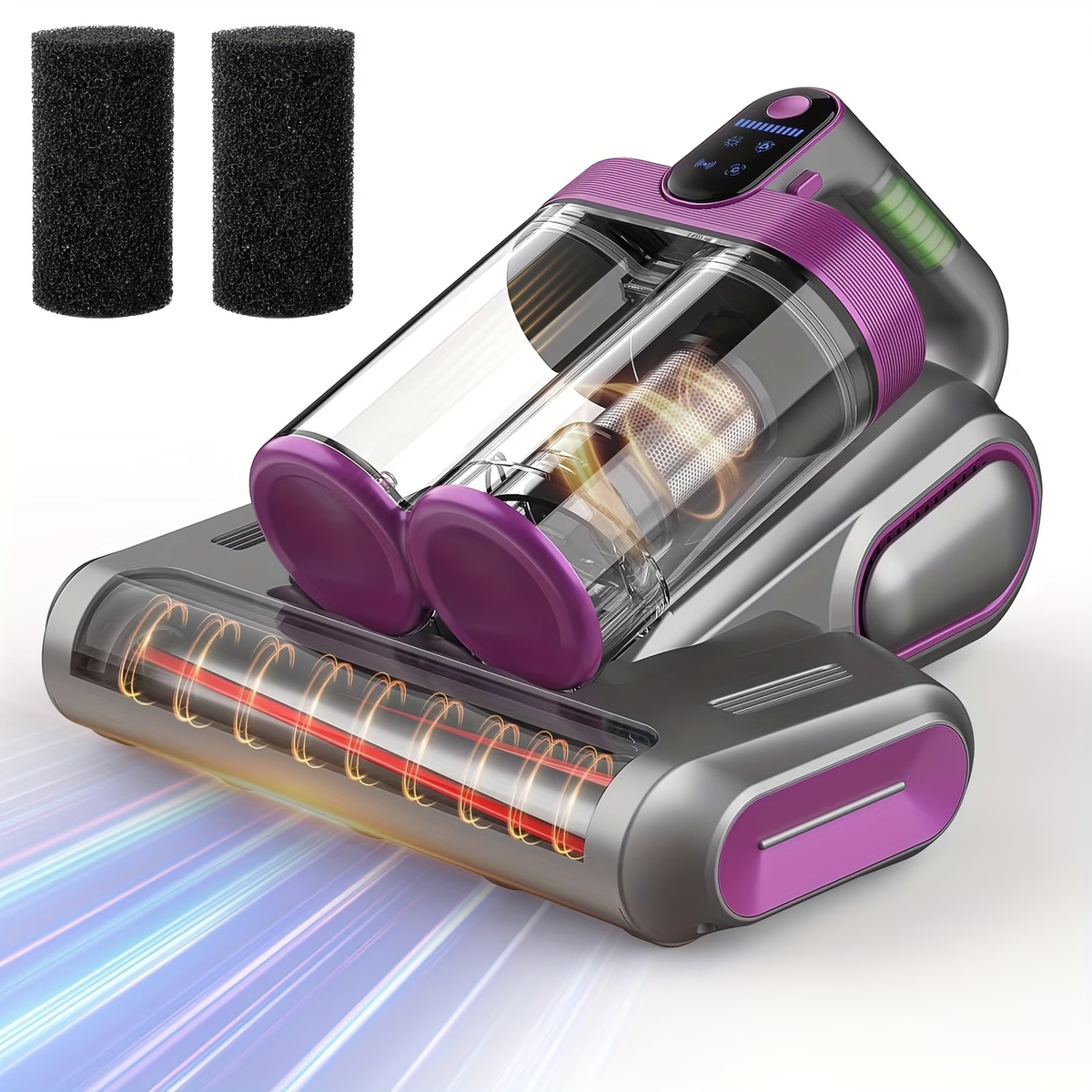 3-minute Fast Charging Cordless Mattress Vacuum Cleaner, 16Kpa Suction Power, 253.7nm UV Light And 80, 000 RPM Sonic Technology, Portable Double Cup Handheld USB Rechargeable, Suitable for Beds, Fabric Sofas, Carpets, Mother's Day Gift