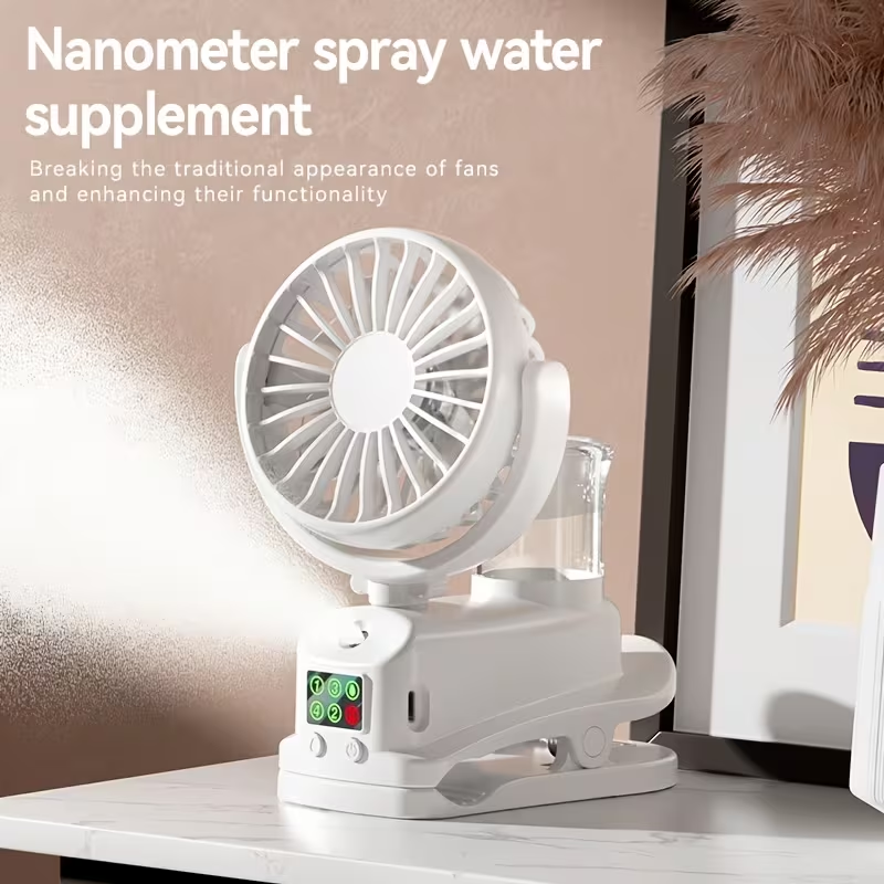 This Is a 2-In-1 Fan And Humidifier, Featuring a Portable Desktop Fan with 4 Adjustable Speeds And 2 Humidity Levels. It Operates Silently at 360 Degrees