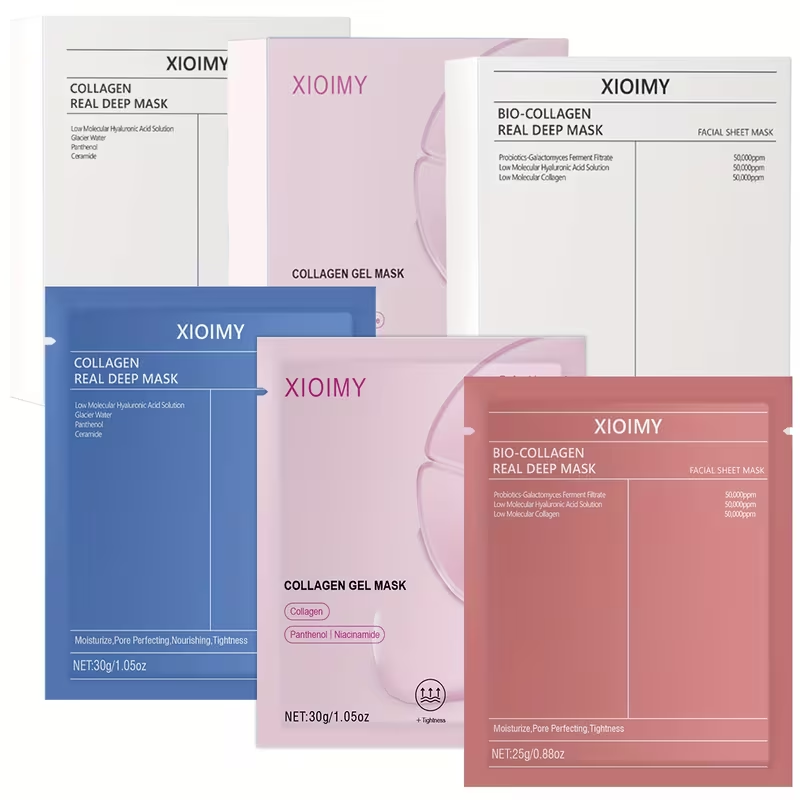 15pcs Set of Bio-Collagen Strong Moisturizing Masks, Deeply Hydrates The Skin, Making The Face More Hydrated, Delicate, And Bright. Rich in Bio-Collagen, It Helps to Say Goodbye to Dry, Dull, And Sagging Skin