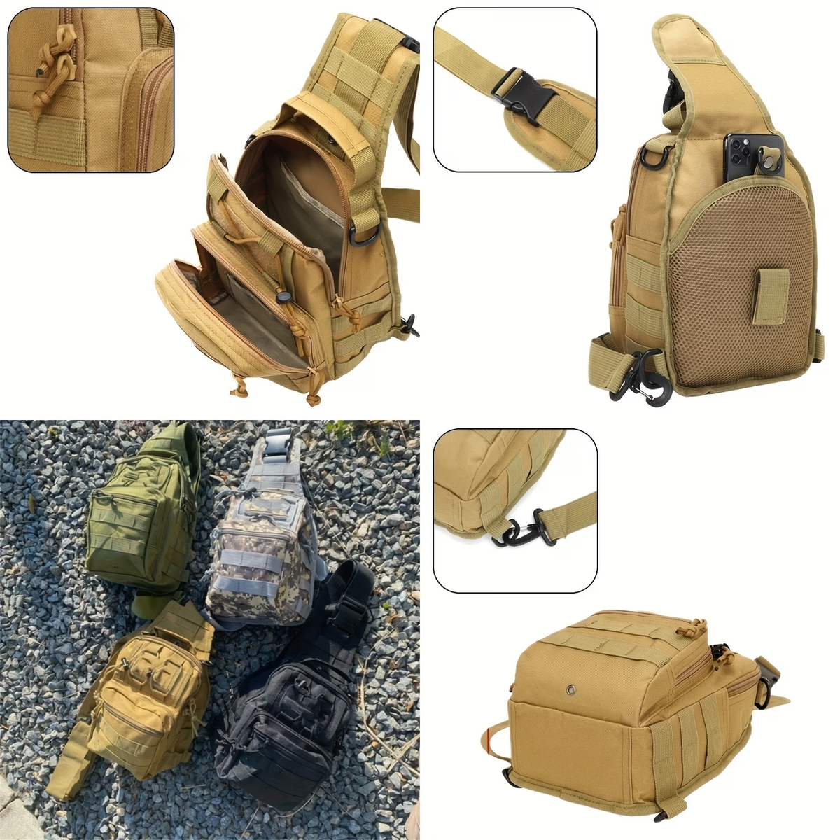Outdoor Sports Men's Chest Bag, Crossbody/Handheld Multi-functional Tactical Small Chest Bag, Unisex