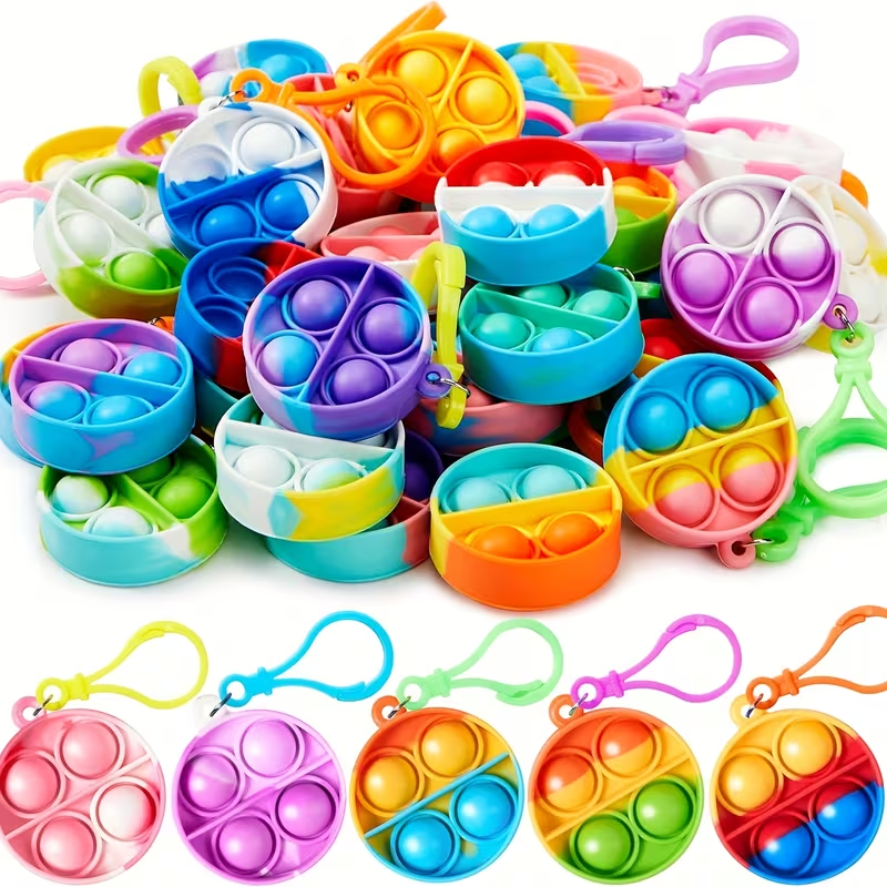 30pcs  Assorted Party Favor Toys, Including Pop Fidget Toys And Mini Push Bubble Pops, Perfect As Birthday Gifts Or Classroom Prizes for Goodie Bags, Suitable for Christmas And Valentine'S Day, Available in Random Colors