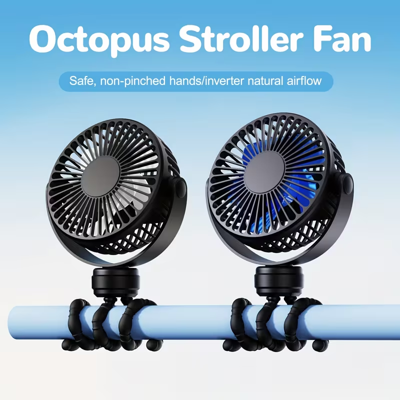 1pc Portable Stroller Fan, Battery-Powered Clip Fan with Detachable Face Cover, 3-Speed Adjustable, USB Rechargeable 360° Desktop Fan, Handheld Fan, Multi-Function Flexible Stand for Various Usage Scenarios