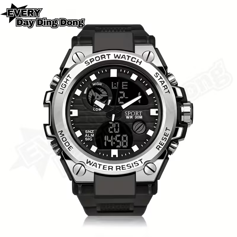 Youth Watch for Men, High-End Sports Trendy Multifunctional Luminous Alarm Clock Electronic Watch, Black Technology, Unisex Wristwatch
