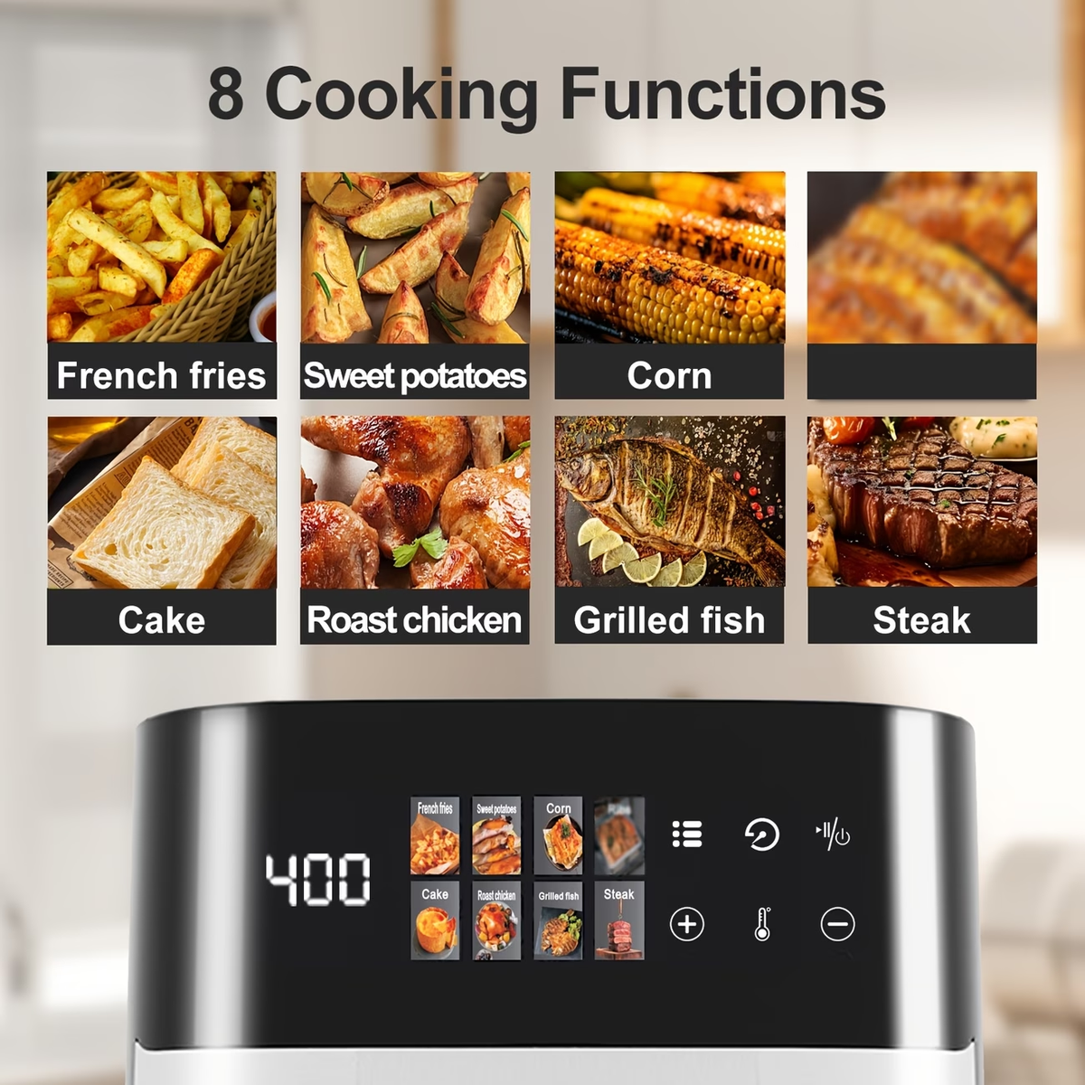 6QT Air Fryer with Multi Function, Visible Window, LED Digital Touchscreen, Warm, Broil, Toast, Bake, Air Fry, Oil-Free, Non-Stick Basket, Easy to Clean, 5QT Large Capacity, Perfect for Countertop, Healthy Cooking