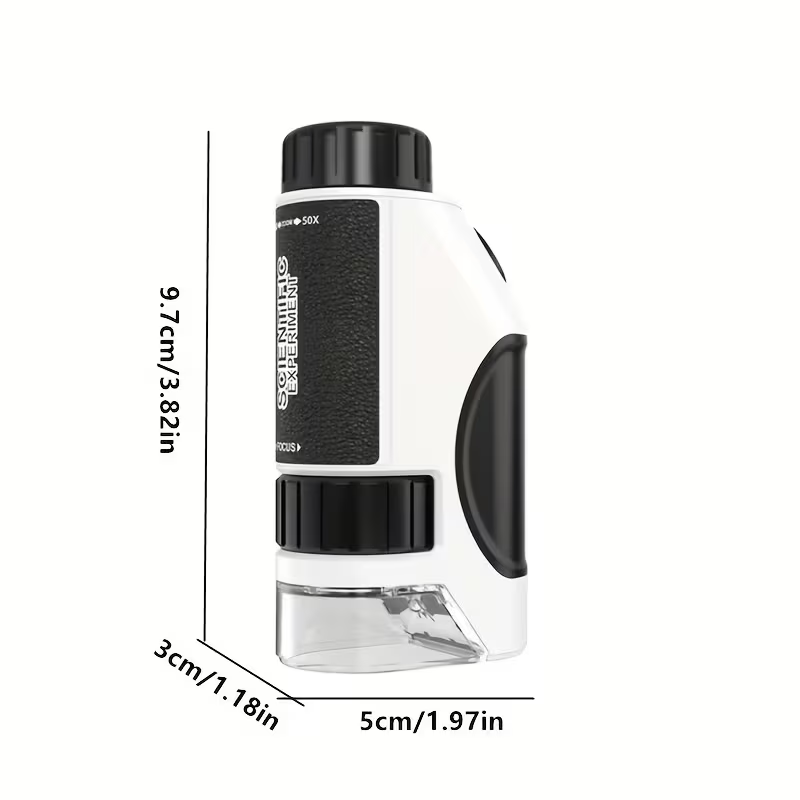 Portable Handheld Microscope Toy, with LED Light 50X-300X, Outdoor Indoor Nature Exploration Science Educational Toy, Holiday Gift