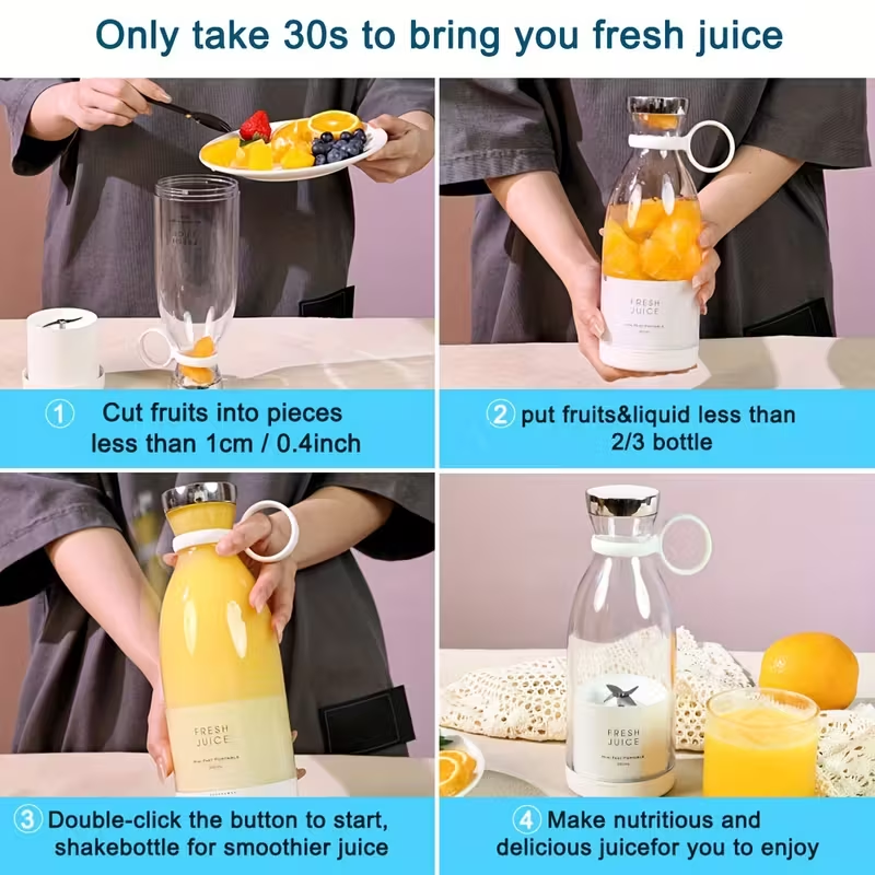 [Portable Fruit Blender] Wireless Mini Fruit Blender Juicer - 350ML Portable Electric, Perfect for On-the-Go!