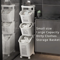 Three-tier laundry basket/storage rack for bathroom, balcony, and bedroom spaces