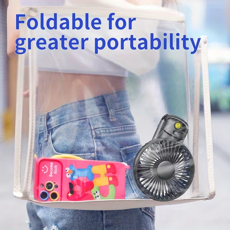 6000mAh Portable Handheld Fan 180° Foldable 5 Speeds Adjustable [6-22h Working Time] USB Rechargeable Small Desk Fan Foldable Personal Cooling Fan for Travel/Summer/Outdoor/Home/Office