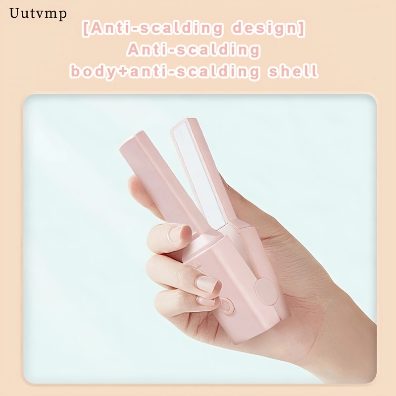 USB-powered mini hair straightener, 2-in-1 straightener and curling iron, portable fringe straightener for dorm rooms, small and exquisite.