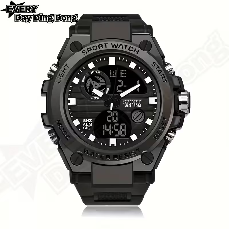 Youth Watch for Men, High-End Sports Trendy Multifunctional Luminous Alarm Clock Electronic Watch, Black Technology, Unisex Wristwatch