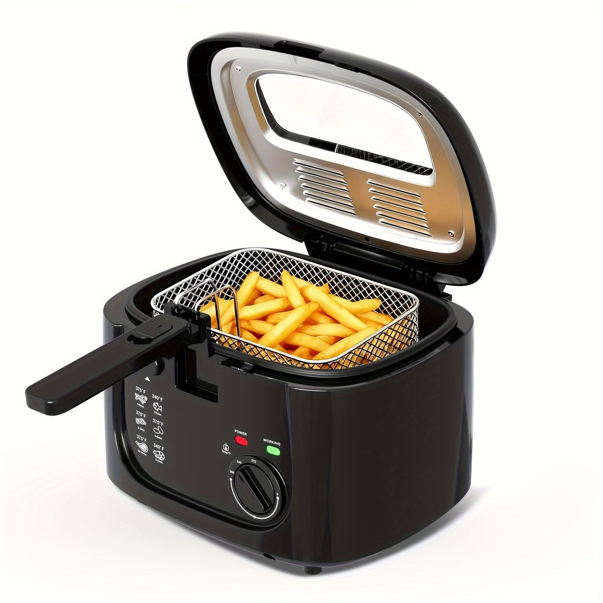 1500W Electric Deep Fryer with Adjustable Temperature Control, 84.54oz Non-Stick Basket & Viewing Window, Removable Lid for Easy Cleaning, One-Touch Switch, Christmas Gift