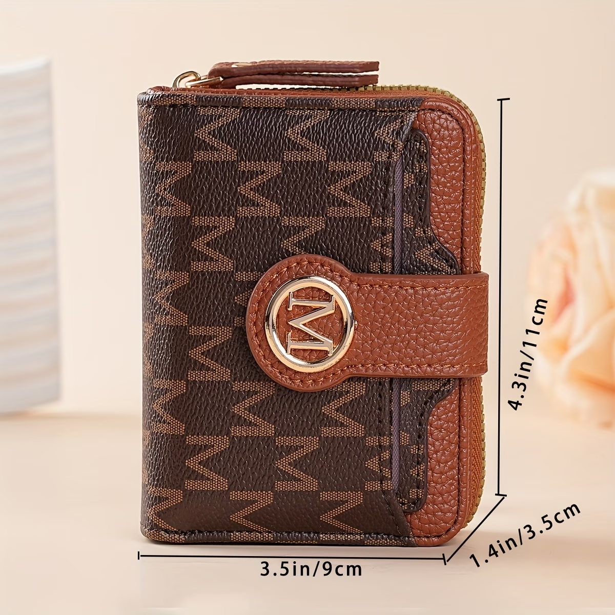 New Lychee Pattern Letter Wallet with Multiple Card Slots and Pockets, Short Compact Women's Bag, Thickened Korean Style Fashionable Vintage Coin Purse for Women