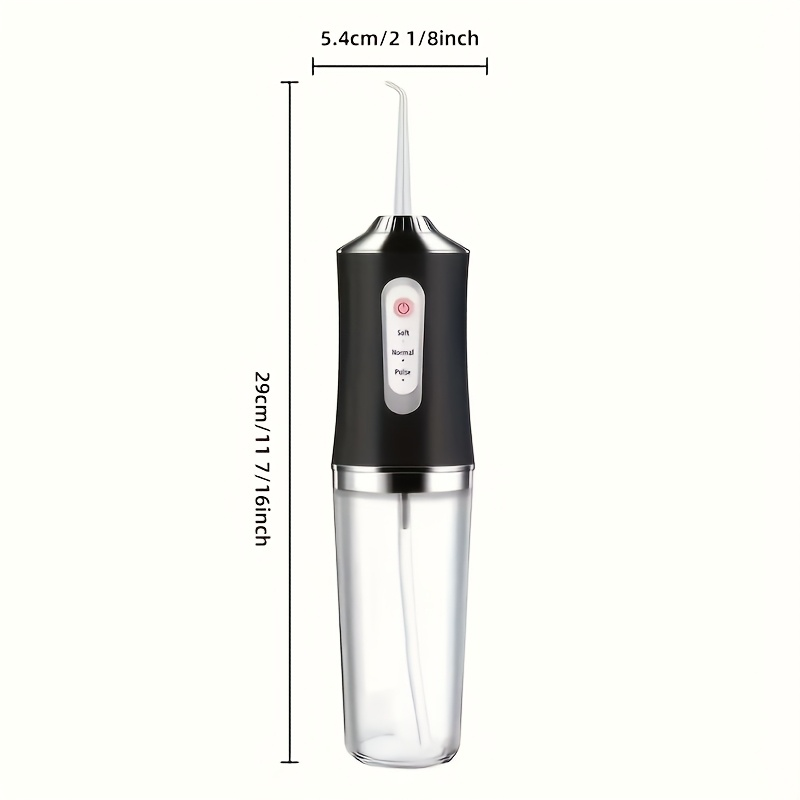 Large-capacity oral irrigator, tongue cleaner, teeth rinser; portable USB rechargeable; deep cleaning of teeth; comes with 4 cleaning heads.
