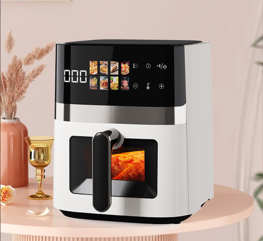 6QT Air Fryer with Multi Function, Visible Window, LED Digital Touchscreen, Warm, Broil, Toast, Bake, Air Fry, Oil-Free, Non-Stick Basket, Easy to Clean, 5QT Large Capacity, Perfect for Countertop, Healthy Cooking