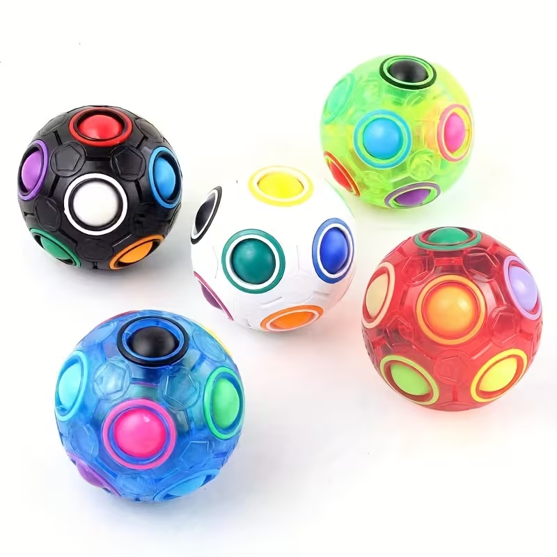 Candy-Colored Rainbow Ball, 12-Hole Press-To-Release Anti-Anxiety Novelty Stress Relief Toy, Perfect Christmas And Halloween Gift