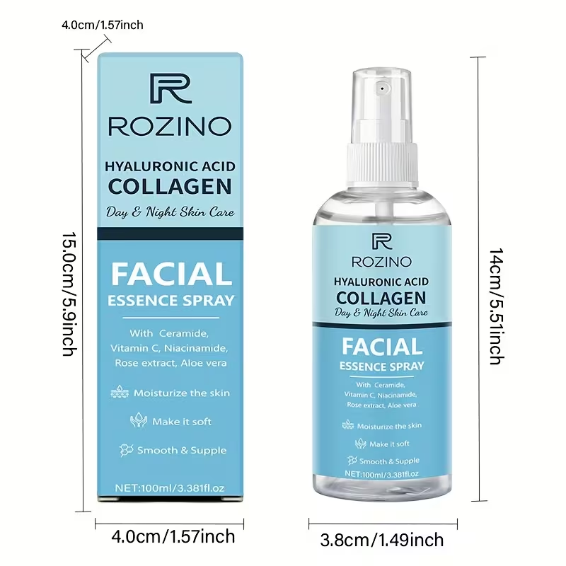 This Facial Essence Spray Contains Hyaluronic Acid And Collagen, Providing Instant Hydration. It Helps to Lift And Firm The Skin, Smooths Out Texture, And Dark Spots And Wrinkles. Suitable for Addressing Skin Redness, Dullness, Enlarged Pores