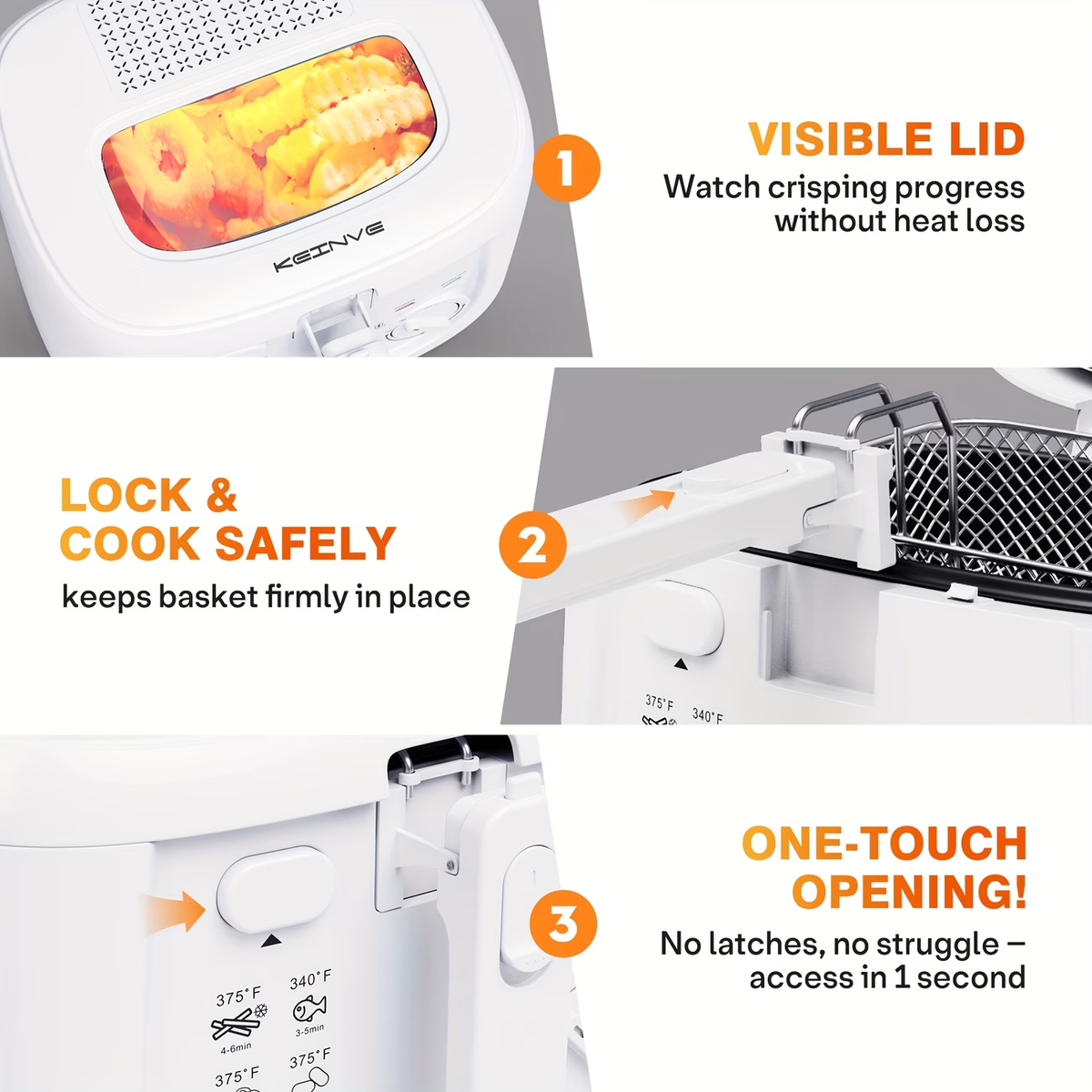1500W Electric Deep Fryer with Adjustable Temperature Control, 84.54oz Non-Stick Basket & Viewing Window, Removable Lid for Easy Cleaning, One-Touch Switch, Christmas Gift