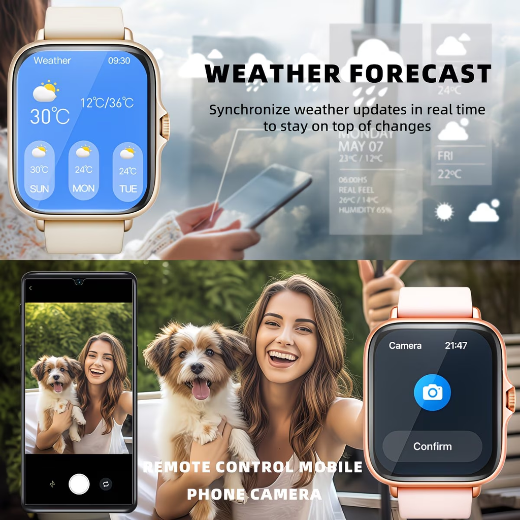 Smart Watch, 1.83'' Full Touch Screen Display with Message, Answer Make Call Smartwatch, Sports Pedometer, Information Alerts, for Iphone/Android Phones, Smartbands Fitness Watch for Women/Men Friend Gift, Birthday Gift