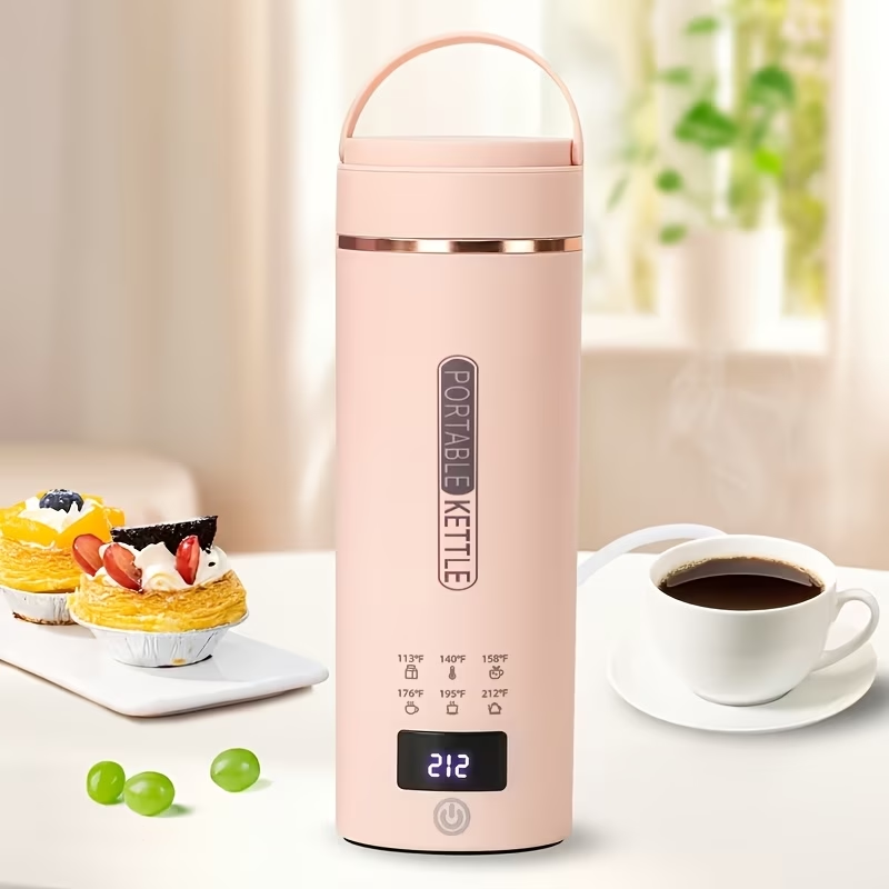 1pc Travel Electric Kettle, Portable Mini Water Boiler with 6 Temperature Settings, 304 Stainless Steel, Auto Shut-Off and Boil-Dry Protection, BPA-Free, 15.22oz, Suitable for Brewing Coffee, Flower Tea, and Milk