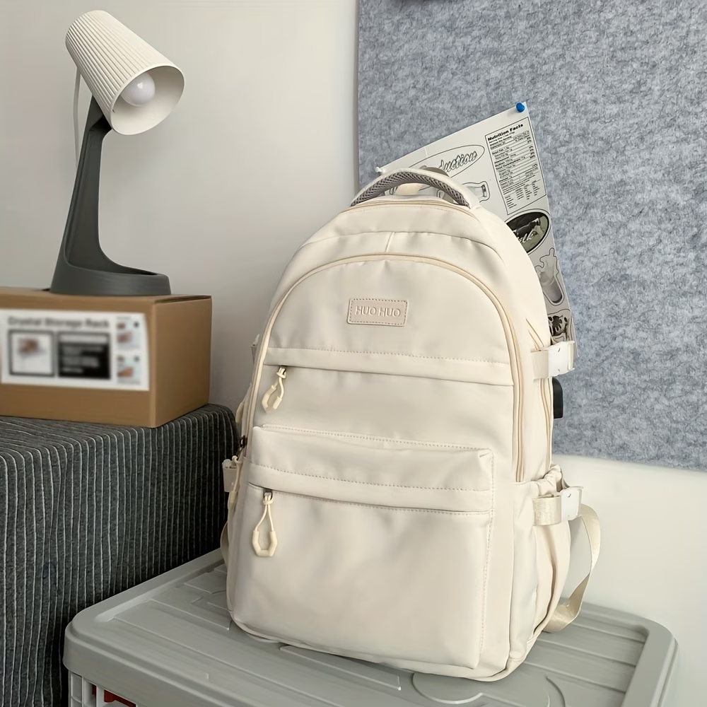 Solid Color Casual Versatile Large-Capacity Backpack, Lightweight Backpack for Outings and Travel, Daily Commute Laptop Backpack, Women's Holiday Backpack