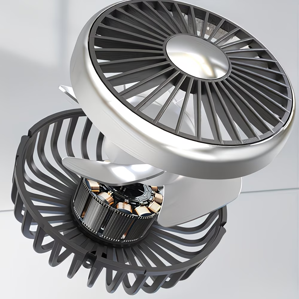Usb-Powered Cooling Fan for The Back Seat of Your Car, Featuring Two Separate Heads That Can Rotate 360°, Designed for Quiet Ventilation in Sedans, Suvs, Rvs, Trucks, And