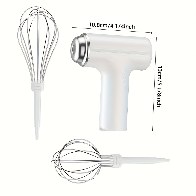 Electric handheld mini mixer with 2 detachable beaters and 3 speed modes.