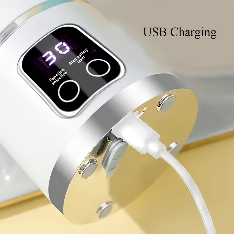 Portable USB Charging Blender & Juicer - Easy to Clean, Easy to Use, Suitable for Fruit and Vegetable Drinks, Smoothies, with Digital Display - Ideal for Home, Office, Camping, Travel, and Gifts