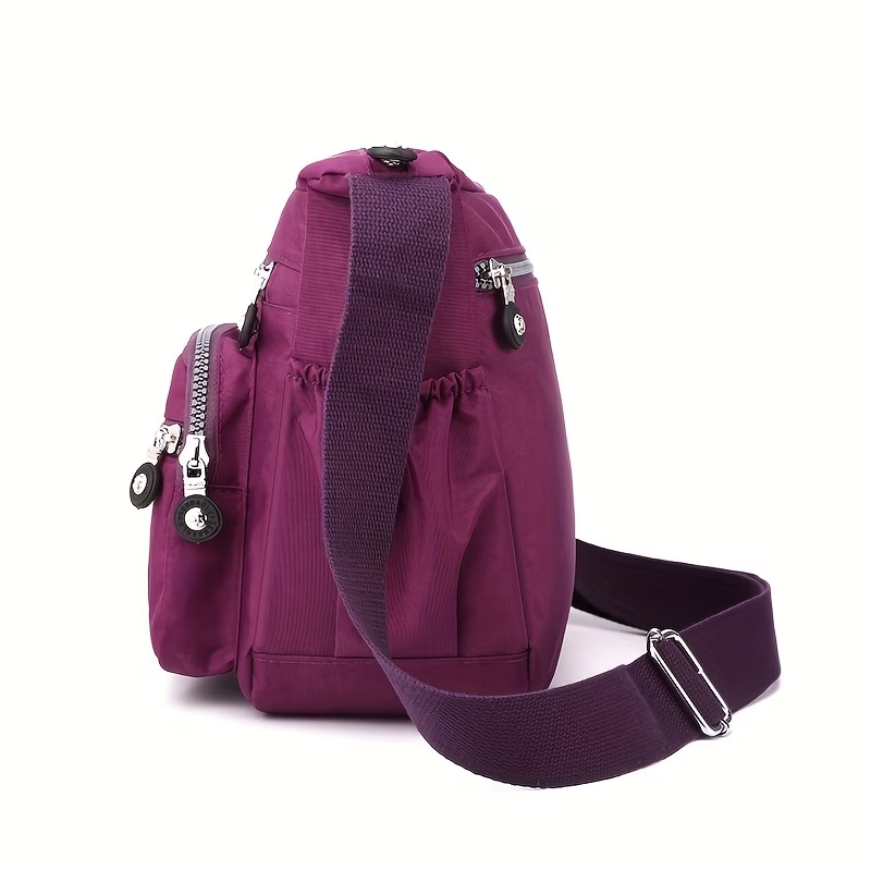 Women's Large Capacity High Quality Nylon Crossbody Bag with Adjustable Strap & Multi-Pocket - Casual Travel Handbag Suitable for Travel,, - Zipper Closure, (Available in Multiple Colors)