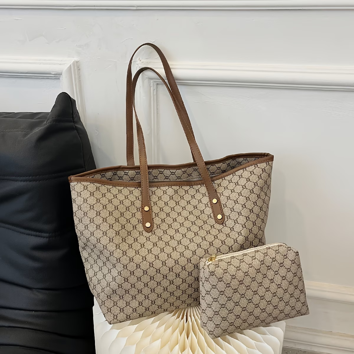 Women'S Vintage Pattern Tote Bag, Large Capacity, Stylish Bag for Work