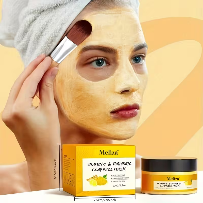 Turmeric Vitamin C Cleaning Facial Mask Turmeric Mud Facial Mask Deep Cleaning Facial Mask Vitamin C Smearing Facial Mask Perfect Gift for Christmas, Halloween, Carnival, Valentine's Day and New Year