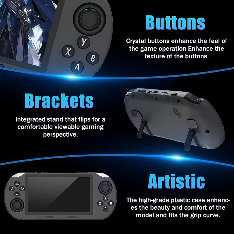 Portable Retro Gaming - and Multimedia Entertainment Device - 4.5-inch IPS HD Screen | Crystal Buttons with Built-in Stand - Supports Video Playback, OTG, Emergency Phone Charging, USB Charging