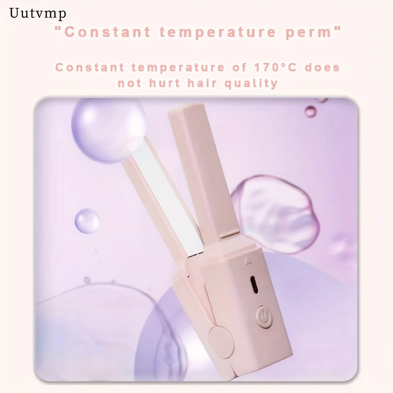 USB-powered mini hair straightener, 2-in-1 straightener and curling iron, portable fringe straightener for dorm rooms, small and exquisite.