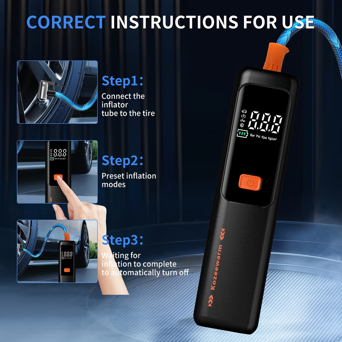 Super Special!!! [Cordless Tire Inflator Portable] - Cordless Air Compressor with Digital Gauge, USB Rechargeable, 3X Fast Inflation for SUV, Cars, Bikes, Motorcycles & Sports Equipment And Ball, Air Pump for Car Tires, Portable Tire Inflator