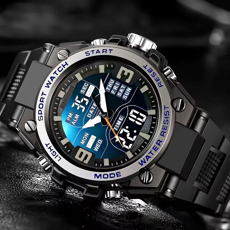 Versatile Sports Chronograph Timepiece - Men'S Digital Quartz Watch Featuring Alarm, Glow-In-The-Dark Display, And Perfect Gift Choice for Outdoor Lovers