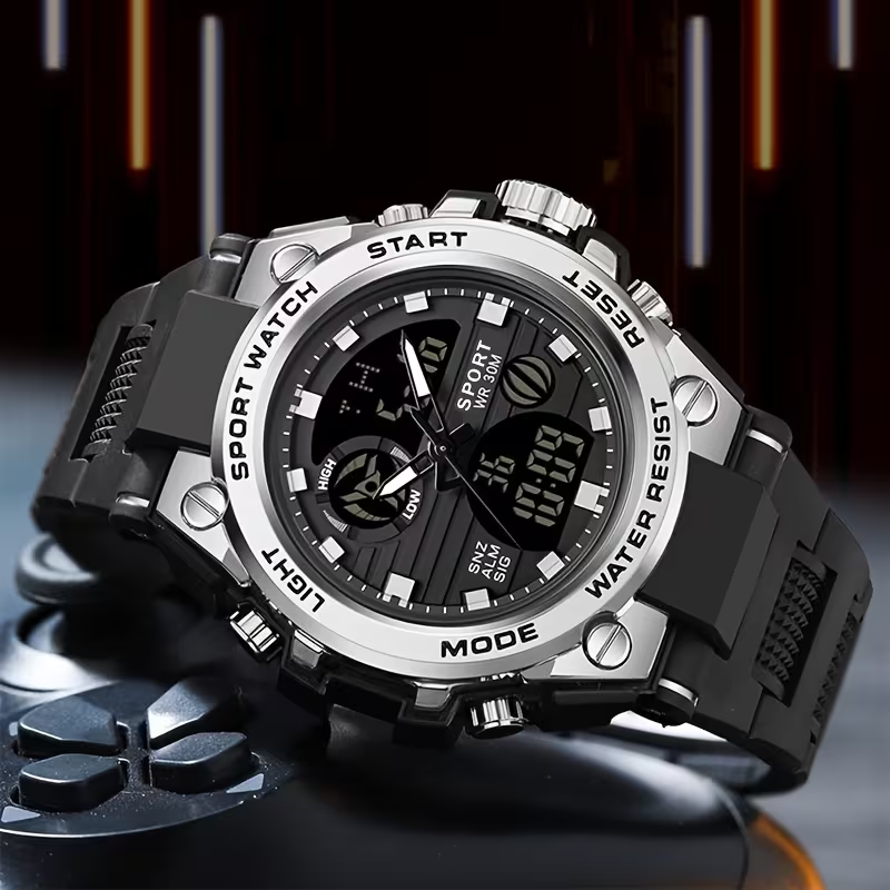 Youth Watch for Men, High-End Sports Trendy Multifunctional Luminous Alarm Clock Electronic Watch, Black Technology, Unisex Wristwatch