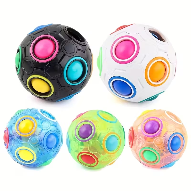Candy-Colored Rainbow Ball, 12-Hole Press-To-Release Anti-Anxiety Novelty Stress Relief Toy, Perfect Christmas And Halloween Gift