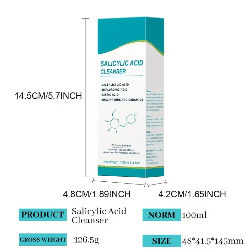 Salicylic Acid Deep Cleansing Facial Cleanser Contains Salicylic Acid, Hyaluronic Acid, Citric Acid, Niacinamide, And Ceramides for Moisturizing, Firming, And Oil Control, Suitable for Deep Cleansing -Prone Skin, Ideal for Both Men And Women